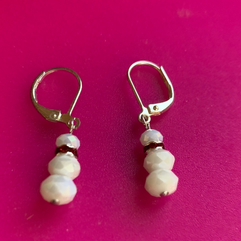 Elegant Silver and White Beaded Earrings